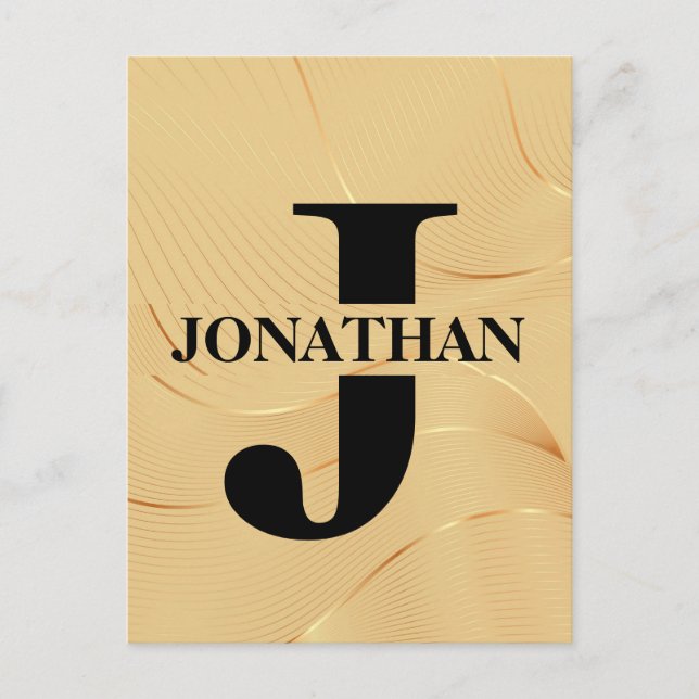 Gold-Vater-Initial-Name-Würdigungsdesign Postkarte (Vorderseite)
