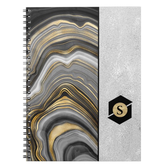 Gold Veinate Muster und texturiertes Silber Notizblock (Vorderseite)