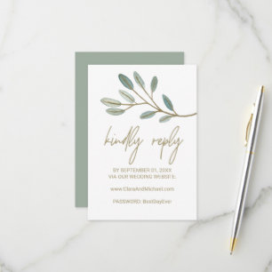 Gold Veine Eucalyptus Site Mariage Carte RSVP