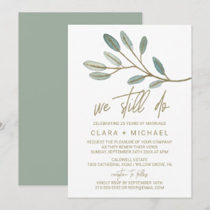 Gold Veined Eucalyptus Vow Renewal Einladung