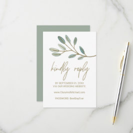 Gold Veined Eukalyptus Wedding Website RSVP Card