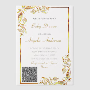 Gold Vellum QR Code Baby shower Invitation Exemple