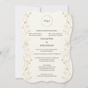 Gold verlassend Hochzeitseinladung Einladung