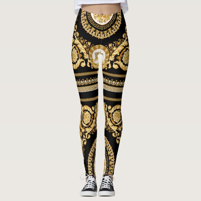 Gold Versace Barocco Leggings. GYM Leggings (Vorderseite)