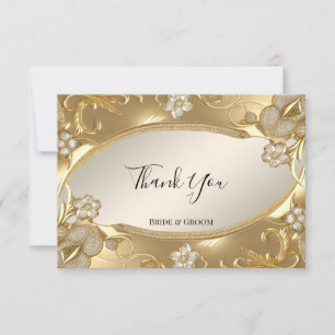 Gold Verziert Floral Dankeschön Karte