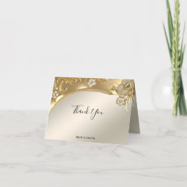 Gold Verziert Floral Dankeschön Karte