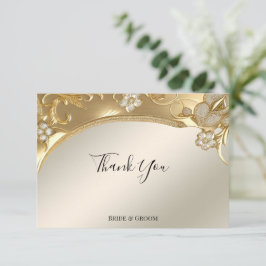 Gold Verziert Floral Dankeschön Karte