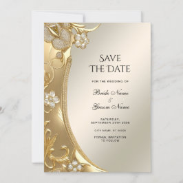 Gold Verziert Floral Save the Date