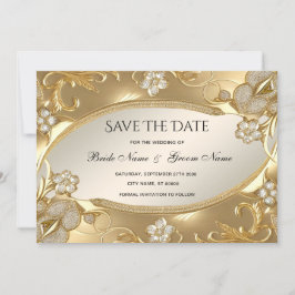 Gold Verziert Floral Save the Date