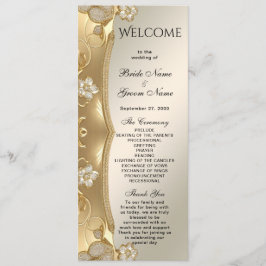 Gold Verziert Floral Wedding Program Programm