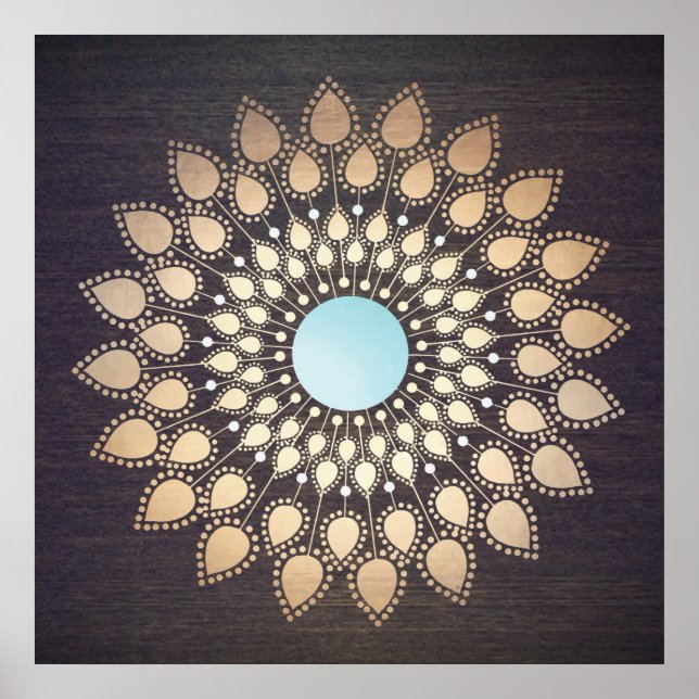 Gold Verziert Lotus Mandala Kunst, Dichtung und Mu Poster (Vorne)