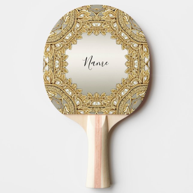 Gold Verziert Ping Pong Paddle Tischtennis Schläger (Vorderseite)