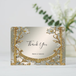Gold Verziert White Floral Dankeschön Karte
