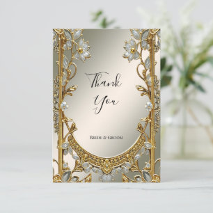Gold Verziert White Floral Dankeschön Karte