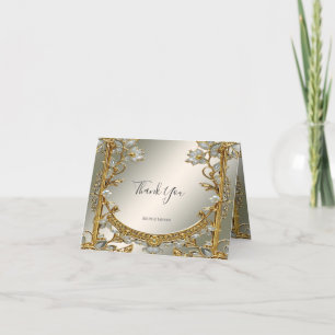 Gold Verziert White Floral Dankeschön Karte