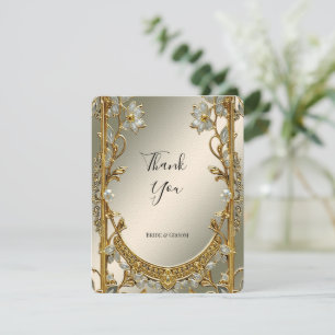 Gold Verziert White Floral Dankeschön Karte