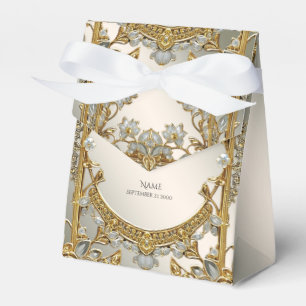 Gold Verziert White Floral Fee Box Geschenkschachtel