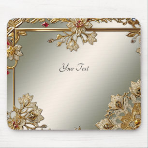 Gold Verzierte Blumenmousepad Mousepad