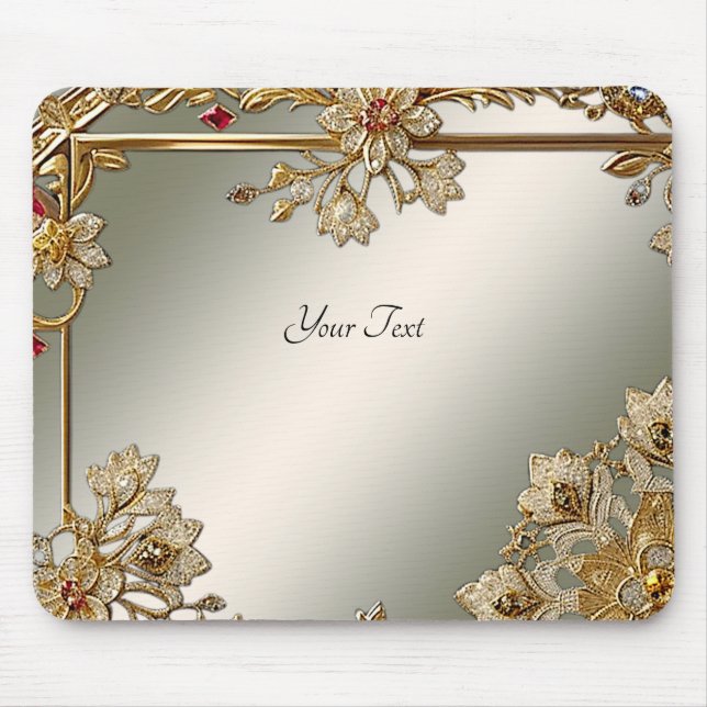 Gold Verzierte Blumenmousepad Mousepad (Vorne)