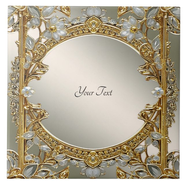 Gold Verzierte Keramik Fliese (Vorderseite)