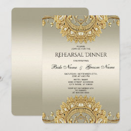 Gold Verzierte Probe Dinner Einladung
