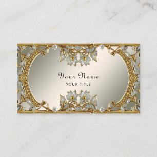 Gold Verzierte White Flor Business Card Visitenkarte