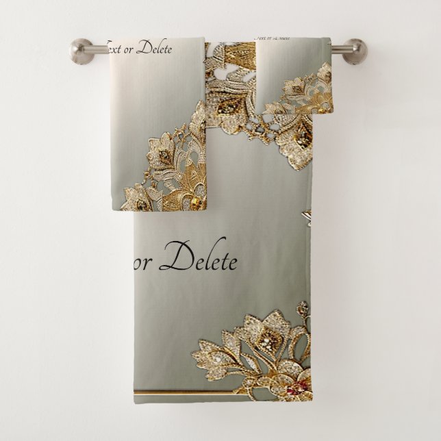 Gold Verziertes BlumenhandtuchSet Badhandtuch Set (Insitu)