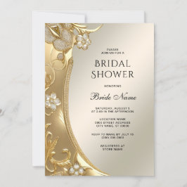 Gold Verziertes Brautparty Einladung