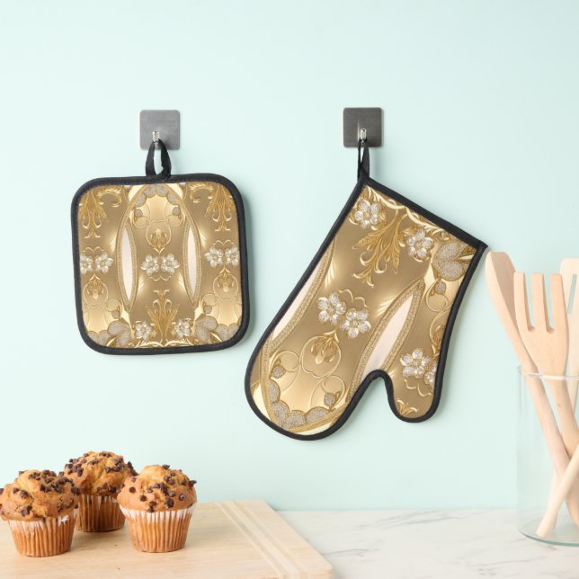 Gold Verziertes Set mit Ofen für den Blumenanbau M (Insitu (Hängend))