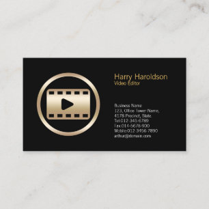 Gold Video Strip Icon Video Editor Business Card Visitenkarte