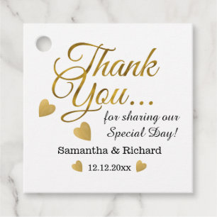 Gold Vielen Dank für Ihre Hochzeit Geschenkanhänger