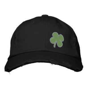 Gold Vierblättriges Kleeblatt St. Patricks - KUNST Bestickte Baseballkappe