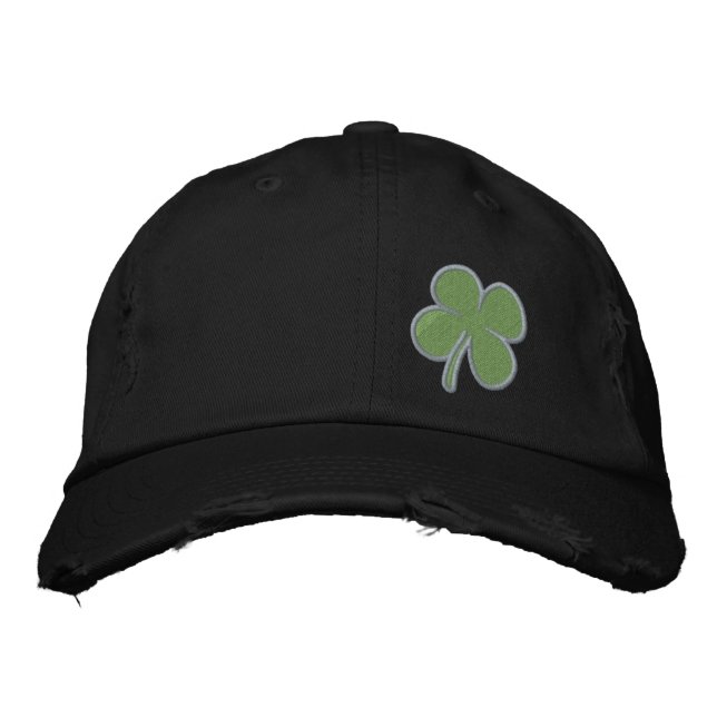 Gold Vierblättriges Kleeblatt St. Patricks - KUNST Bestickte Baseballkappe (Vorderseite)