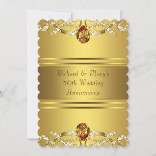 Gold Viktorianische Blume 50 Jahre Gold Einladung