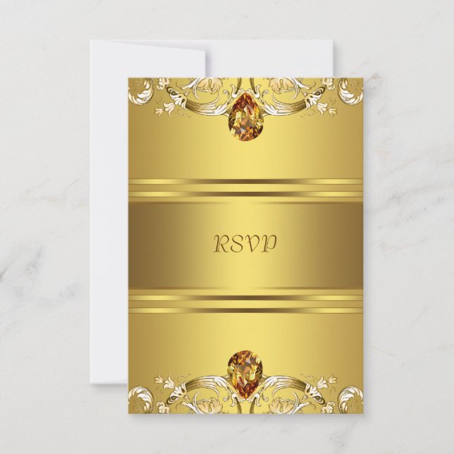 Gold Viktorianische Blume Gold 50 Jahre UAWG RSVP Karte (Vorderseite)