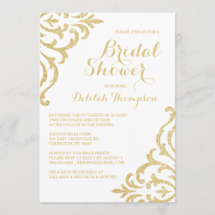 Gold Vintag Glam Elegante Bridal Dusche Einladung