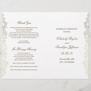 Gold Vintage blumenreiche Hochzeitsprogramme
