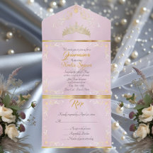 Gold Vintage Border Quinceanera - Pastellrosa