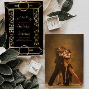 Gold Vintage Deko Frame Black Foto Hochzeit Save The Date