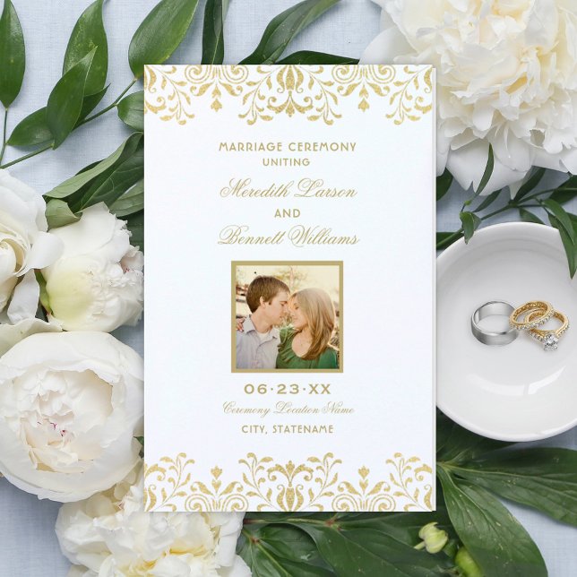 Gold Vintage Glam Foto Hochzeitsprogramme (Von Creator hochgeladen)