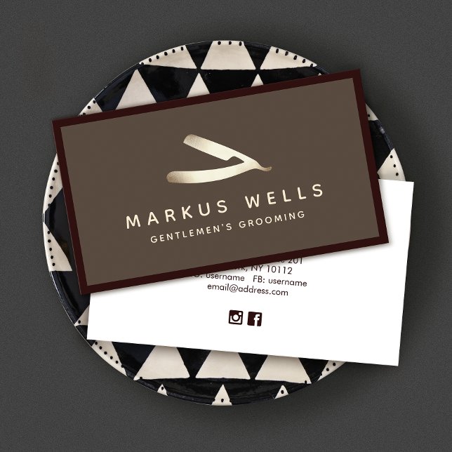 Gold Vintage Razor Master Barber Visitenkarte (Von Creator hochgeladen)