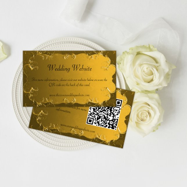Gold Vintage Wedding Website Einschließungskarte Begleitkarte (Von Creator hochgeladen)