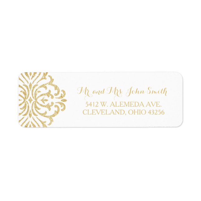 Gold Vintager Glamour Elegante Rücksendeadresse Et (Vorne)