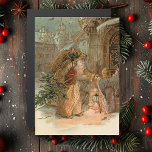 Gold Vintager Vater Weihnachten und Engel Magnetkarte<br><div class="desc">Alte Welt Vater Weihnachten in stark dekorierten goldenen Gewänder mit Geschenken und Baum mit Flügelengel.</div>