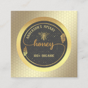 Gold Vintages, elegantes Honigzweiglogo Quadratische Visitenkarte