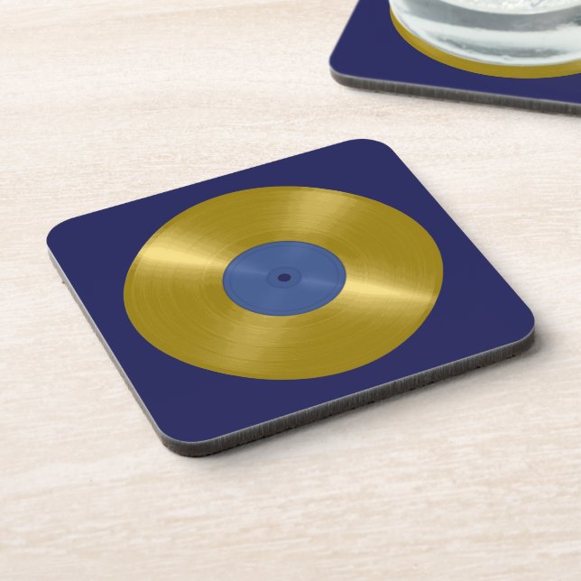 Gold Vinyl Record Album Getränkeuntersetzer (Linke Seite)