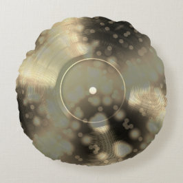 Gold Vinyl Record Rundes Kissen