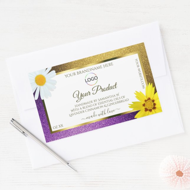 Gold violet métal blanc produit Étiquettes Ajouter (Enveloppe)