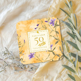 Gold Violets Floral 50. Hochzeitstag Quadratischer Aufkleber