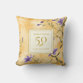 Gold Violets Floral 50th Wedding Anniversary Kissen
